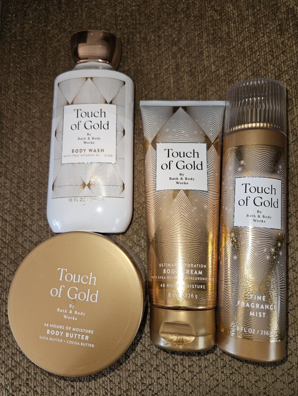 NEW Bath & Body Works Touch of Gold Body Care Set (4 Items) Full Size